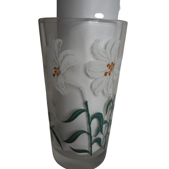 MCM Peanut Butter Drinking Juice Glass Tumbler Easter Lily Estate find 5" - Picture 4 of 5